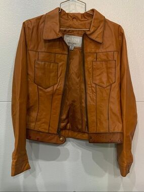 Wilsons Leather Women's Tan/Cognac Leather Zip-Front Jacket